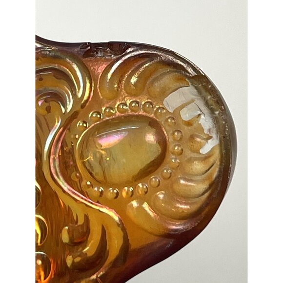 VTG IMPERIAL GLASS 7" Dark Marigold Carnival Glass Ornate Footed CANDY BOWL Read - Picture 7 of 7